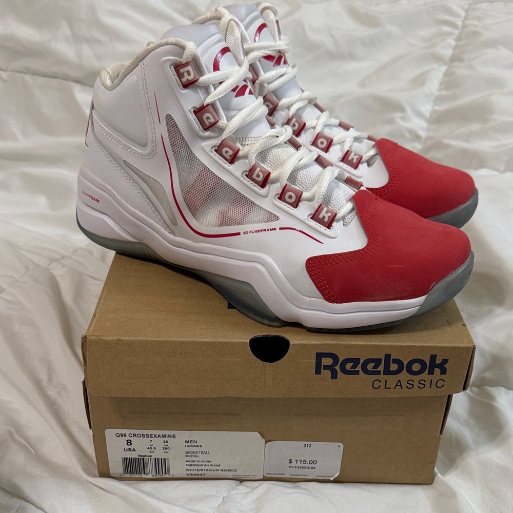 Reebok Classic Red and White Q96 Crossexamine Men’s Size 8